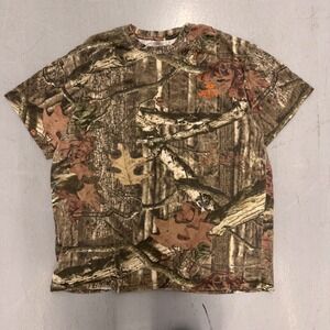 Mossy‎ Oak Break-Up Infinity Camo T-Shirt Mens XL Orange Logo Hunting Tee Brown